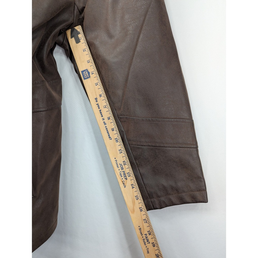 Giacca Brown Faux Leather Button Front Jacket Womens‎ 2X Quilted Lining - Picture 8 of 9